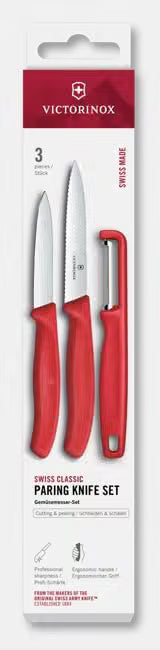 Victorinox Swiss Classic Paring Knife Set With I Peeler 3 Pcs (Red)