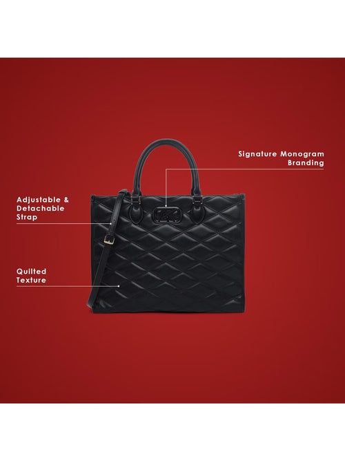 Akiki Padding medium Box Satchal (Black)