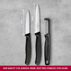 Victorinox Swiss Classic Paring Knife Set With I Peeler 3 Pcs (Black)