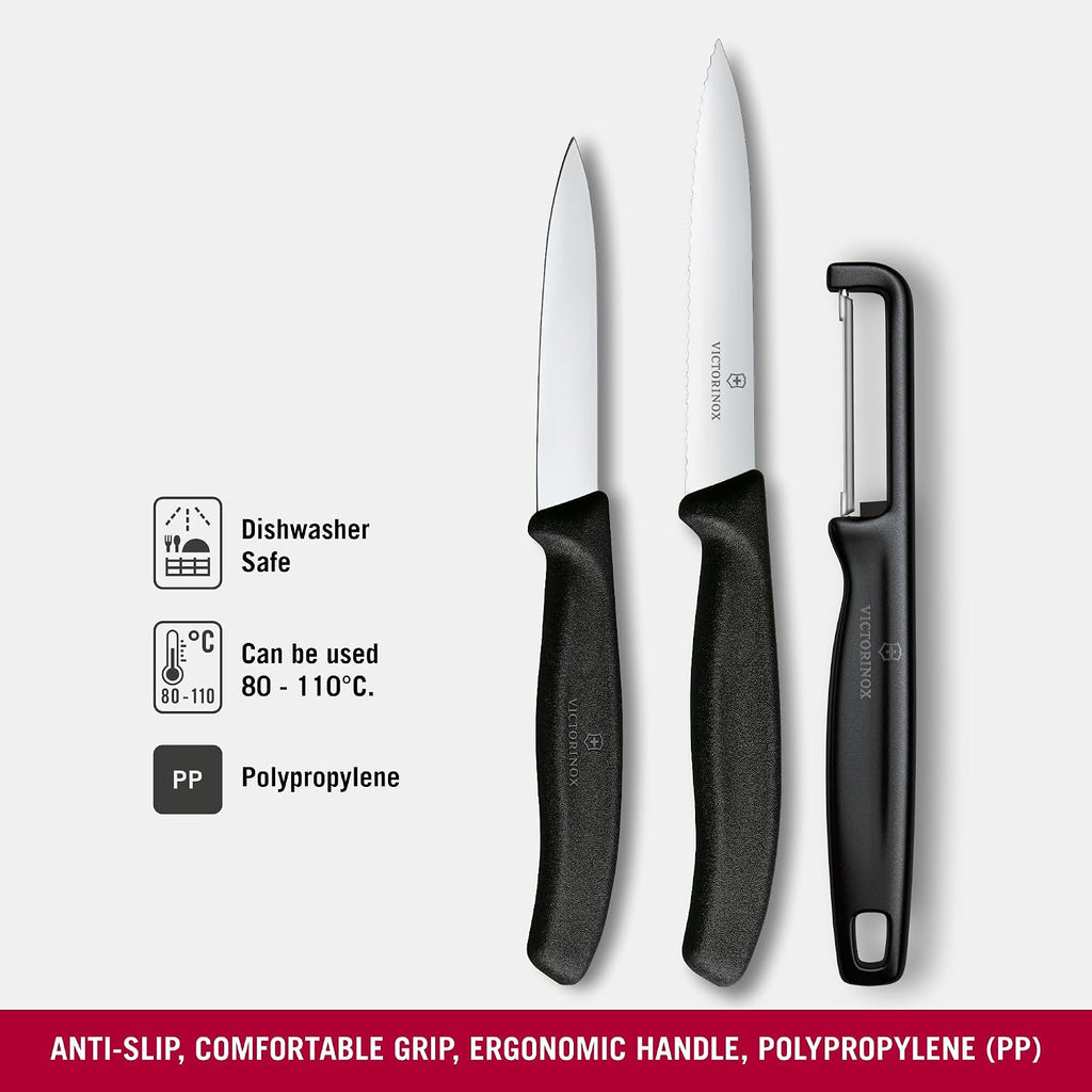 Victorinox Swiss Classic Paring Knife Set With I Peeler 3 Pcs (Black)
