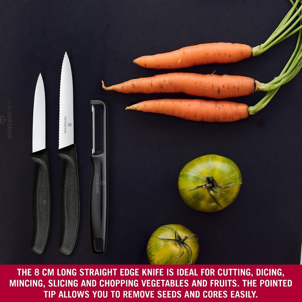 Victorinox Swiss Classic Paring Knife Set With I Peeler 3 Pcs (Black)
