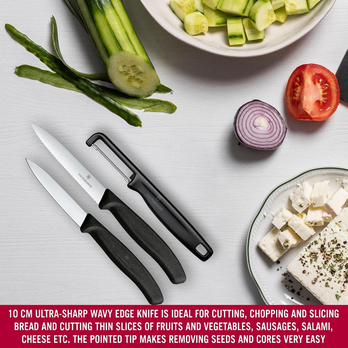 Victorinox Swiss Classic Paring Knife Set With I Peeler 3 Pcs (Black)