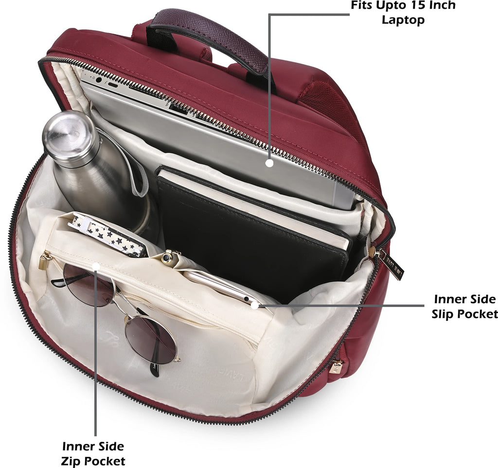 Lavie Luxe Zenia Laptop Bag Pack (Maroon)