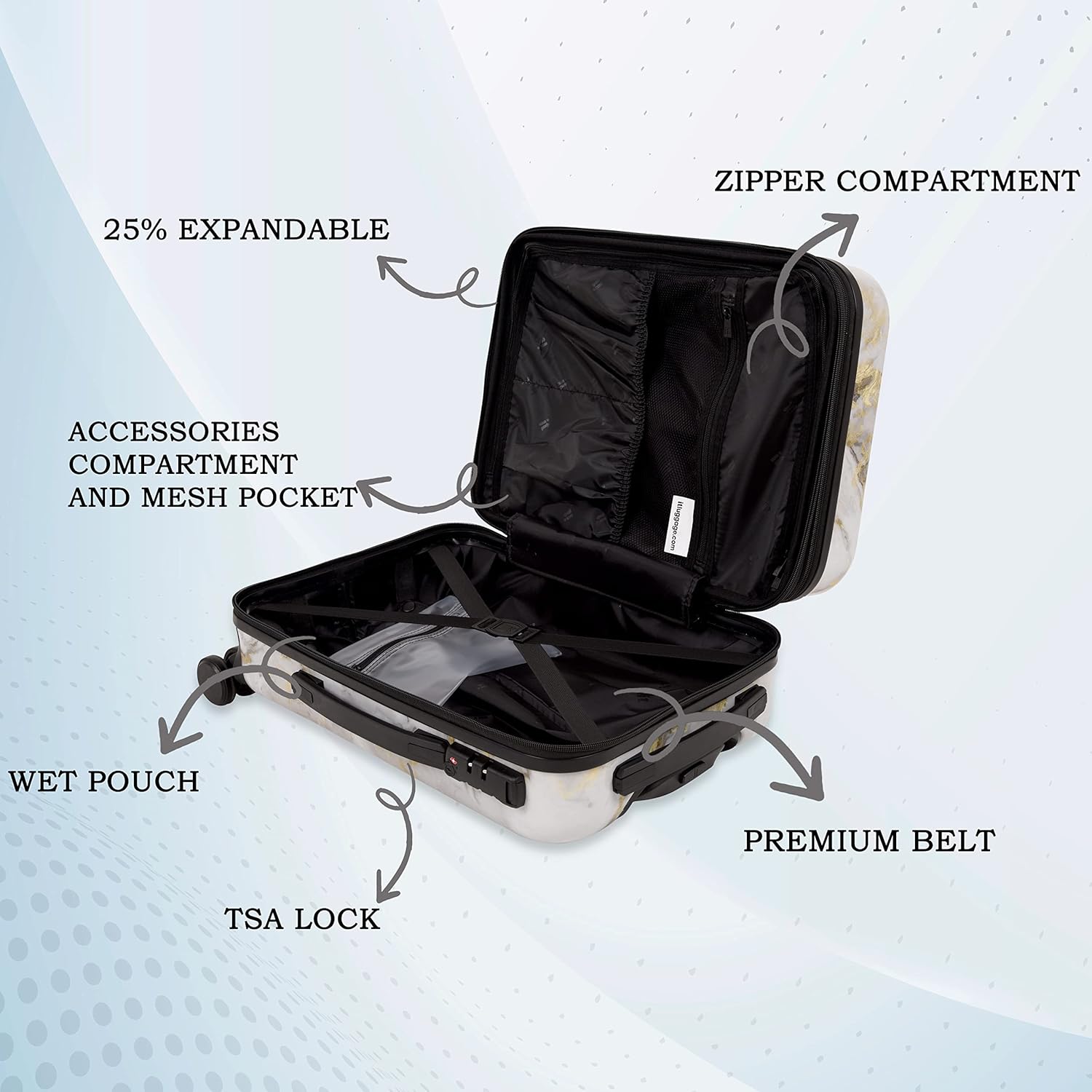IT Luggage Sheen (Gold Greyscale Marble)