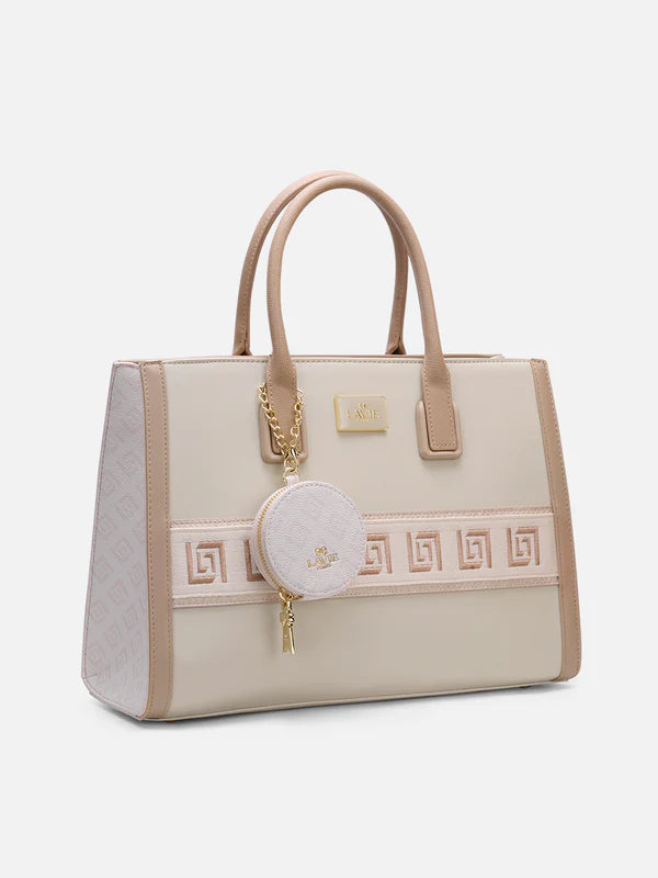 Lavie Paris Jade Large Monogram Satchel (Beige)