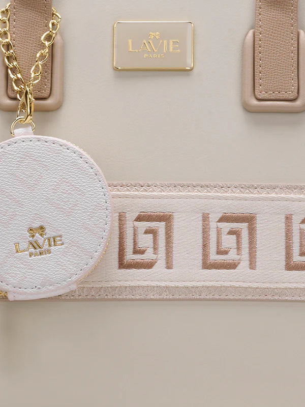 Lavie Paris Jade Large Monogram Satchel (Beige)