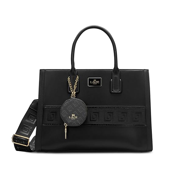 Lavie Paris Jade Large Monogram Satchel (Black)