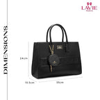 Lavie Paris Jade Large Monogram Satchel (Black)