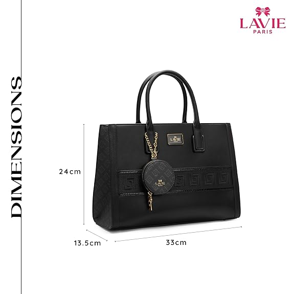 Lavie Paris Jade Large Monogram Satchel (Black)