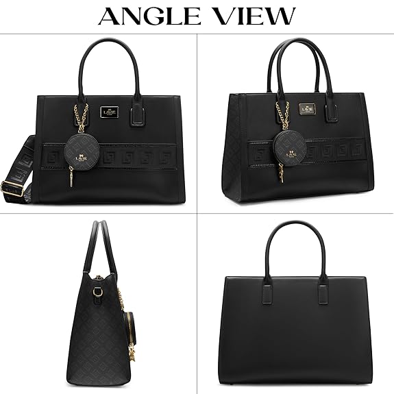 Lavie Paris Jade Large Monogram Satchel (Black)