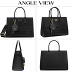 Lavie Paris Jade Large Monogram Satchel (Black)