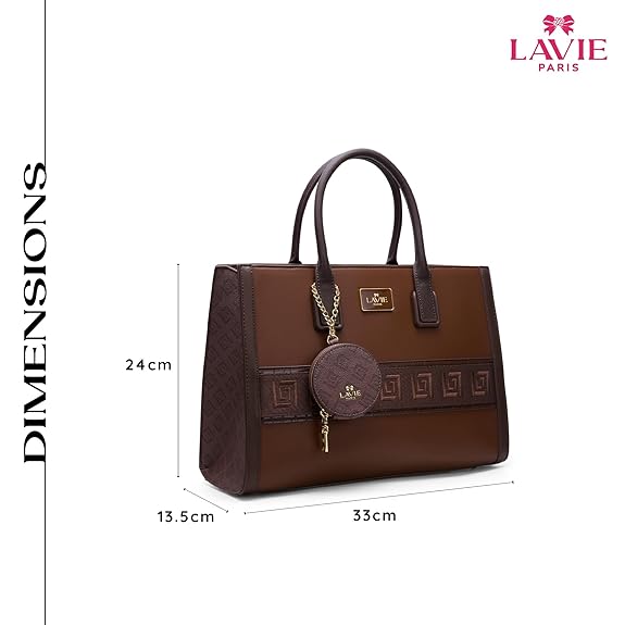 Lavie Paris Jade Large Monogram Satchel (Brown)