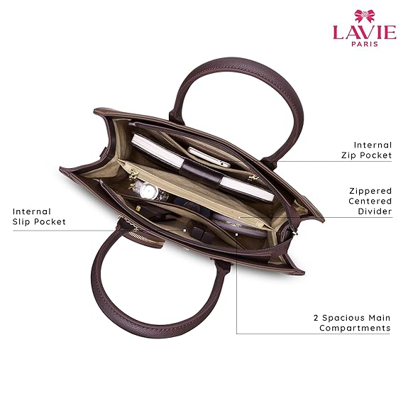 Lavie Paris Jade Large Monogram Satchel (Brown)