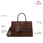 Lavie Paris Jade Large Monogram Satchel (Brown)