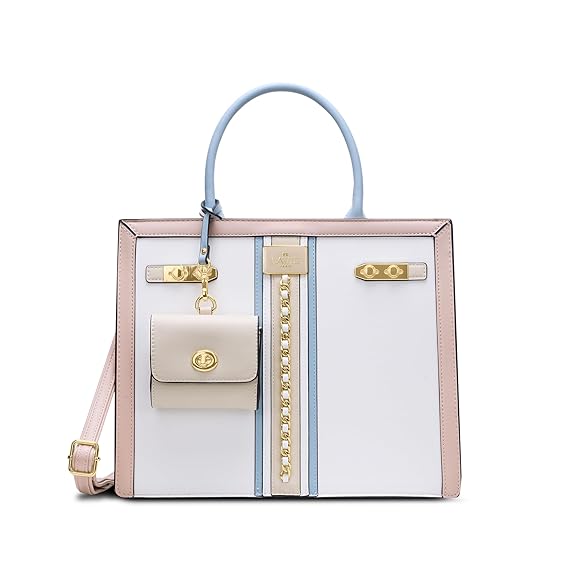 Lavie Paris Louvre Large Chain Satchel (White & Blue)