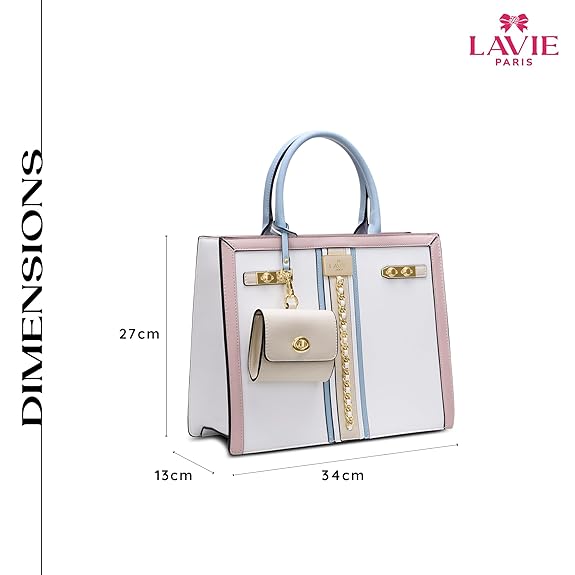 Lavie Paris Louvre Large Chain Satchel (White & Blue)