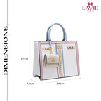 Lavie Paris Louvre Large Chain Satchel (White & Blue)