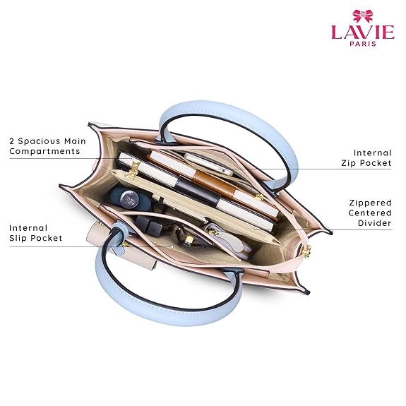 Lavie Paris Louvre Large Chain Satchel (White & Blue)