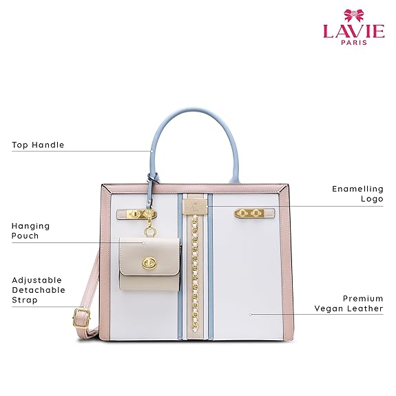 Lavie Paris Louvre Large Chain Satchel (White & Blue)
