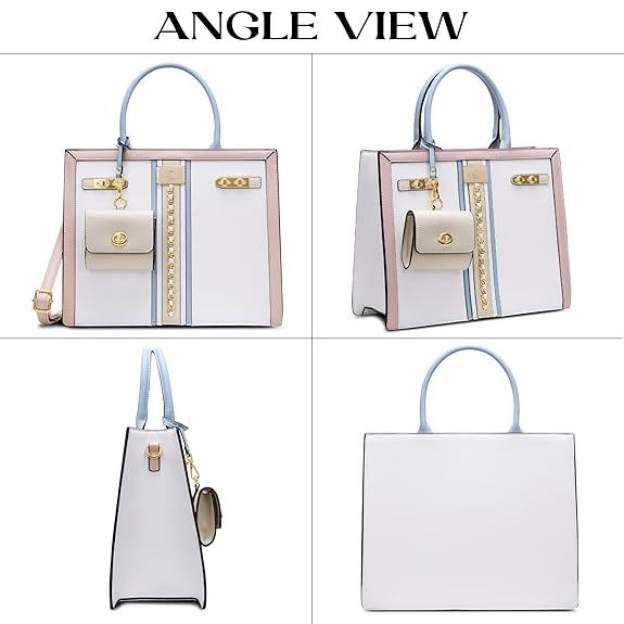 Lavie Paris Louvre Large Chain Satchel (White & Blue)