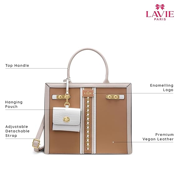 Lavie Paris Louvre Large Chain Satchel (Beige)