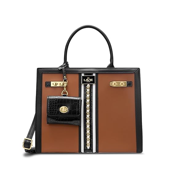 Lavie Paris Louvre Large Chain Satchel (Beige & Black)