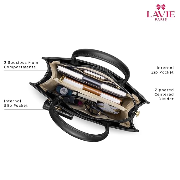 Lavie Paris Louvre Large Chain Satchel (Beige & Black)