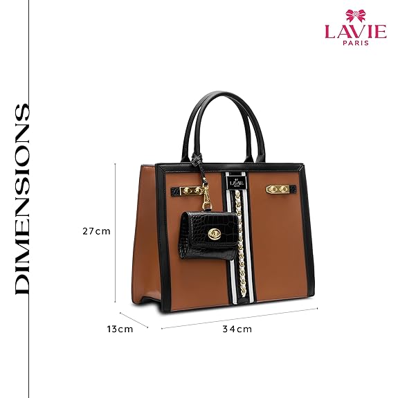 Lavie Paris Louvre Large Chain Satchel (Beige & Black)