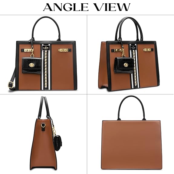 Lavie Paris Louvre Large Chain Satchel (Beige & Black)