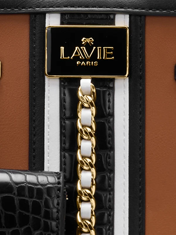 Lavie Paris Louvre Medium Satchel (Beige & Black)