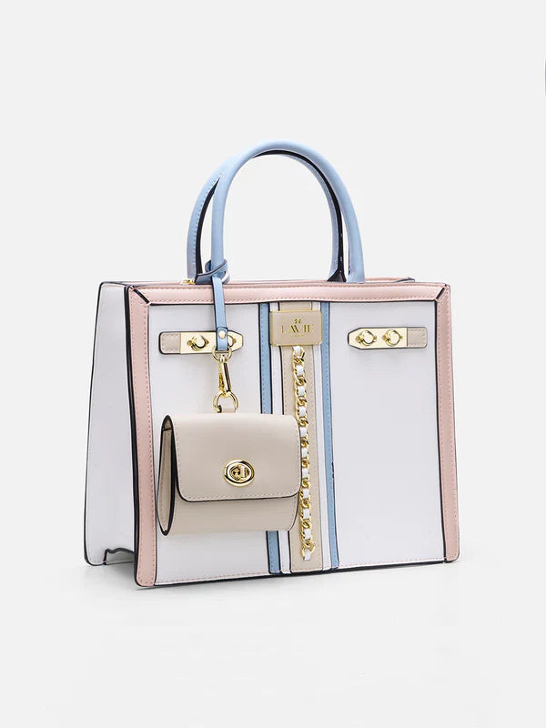 Lavie Paris Louvre Medium Satchel (White & Blue)