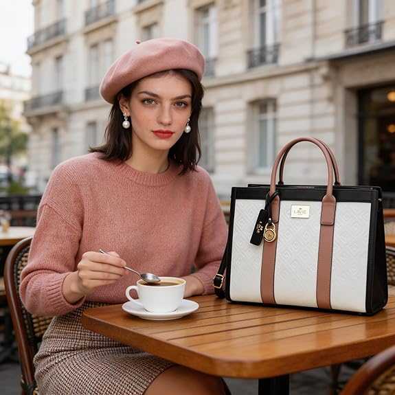 Lavie Paris Eloise Large Box Satchel (Beige & Black)
