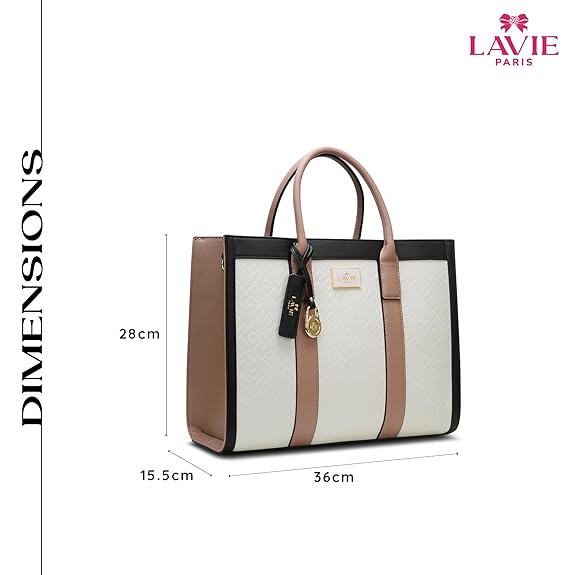 Lavie Paris Eloise Large Box Satchel (Beige & Black)