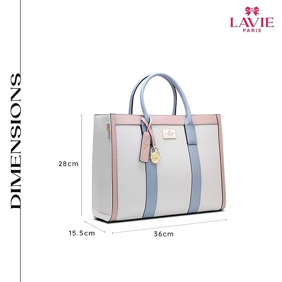 Lavie Paris Eloise Large Box Satchel (Beige & Blue)