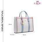 Lavie Paris Eloise Large Box Satchel (Beige & Blue)