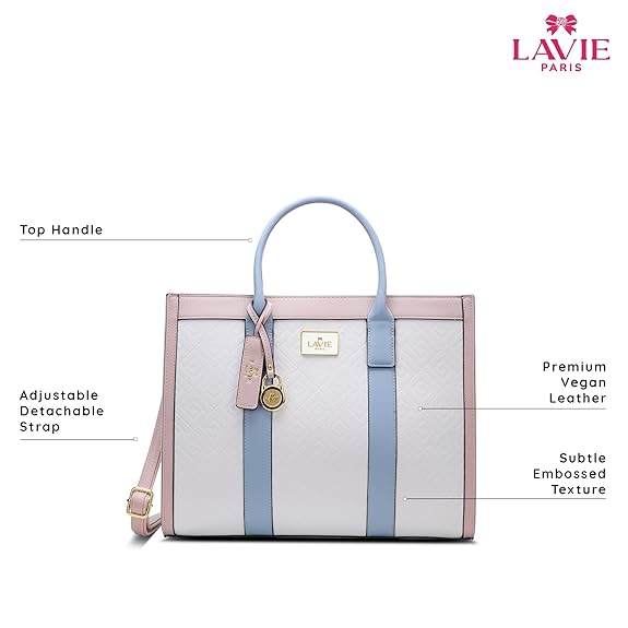 Lavie Paris Eloise Large Box Satchel (Beige & Blue)