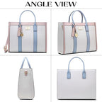 Lavie Paris Eloise Large Box Satchel (Beige & Blue)