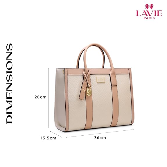 Lavie Paris Eloise Large Box Satchel (Beige & Tan)