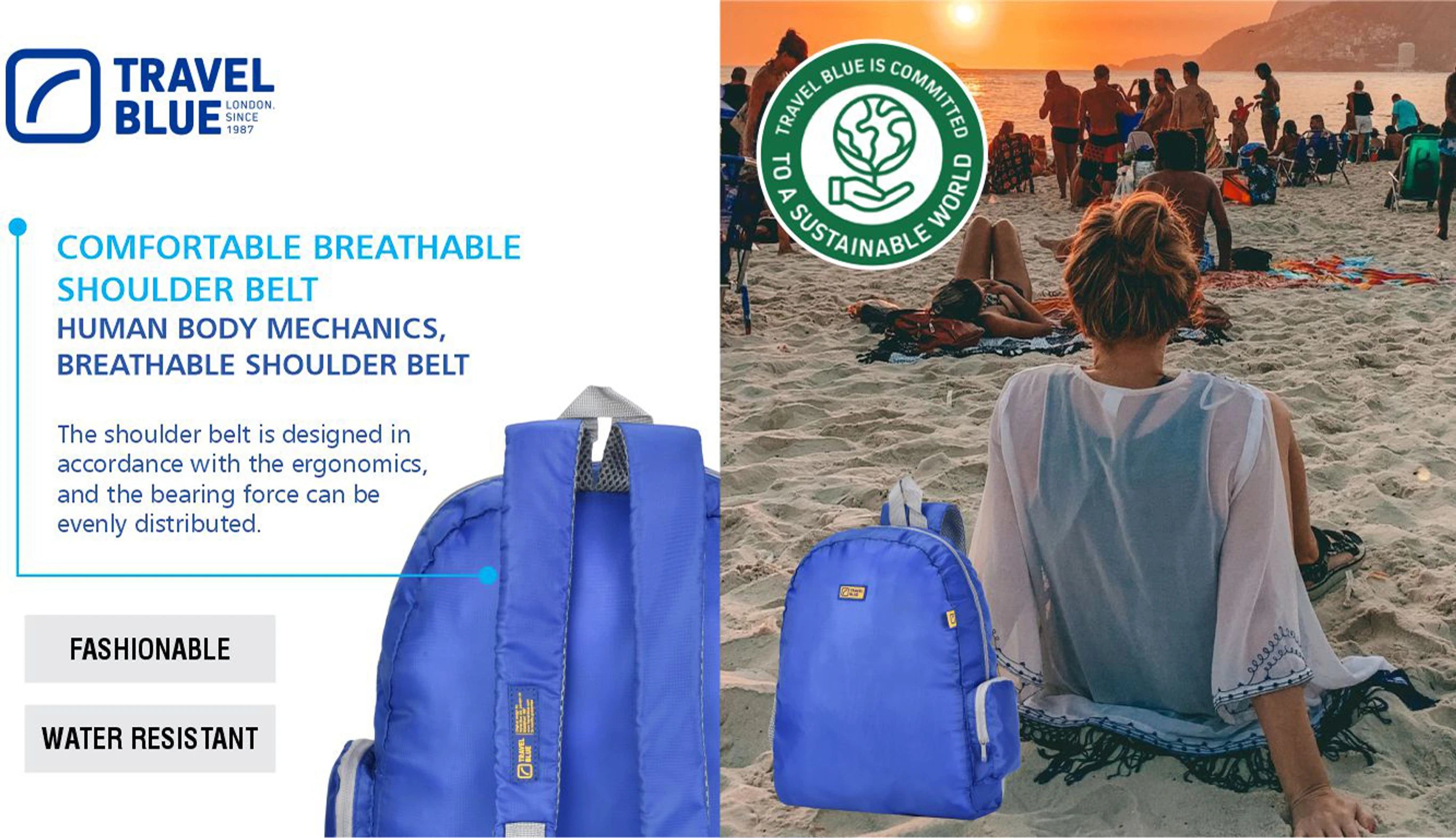 Travel Blue  Foldable Large Backpack (Blue)