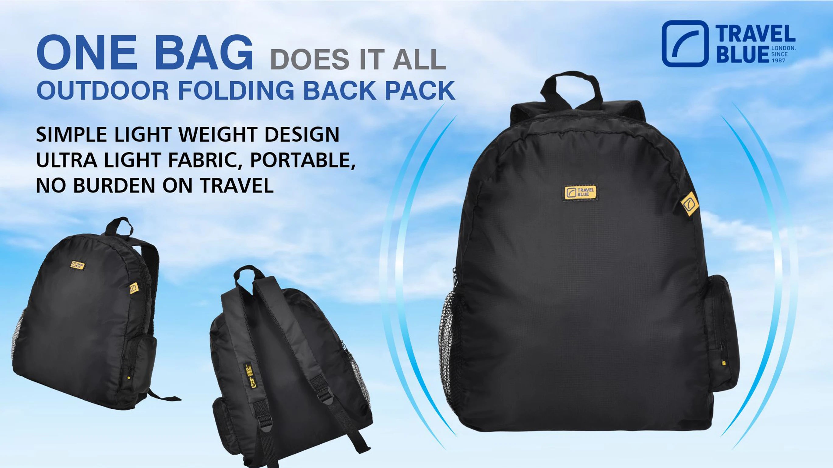 Travel Blue  Foldable Large Backpack (Black)