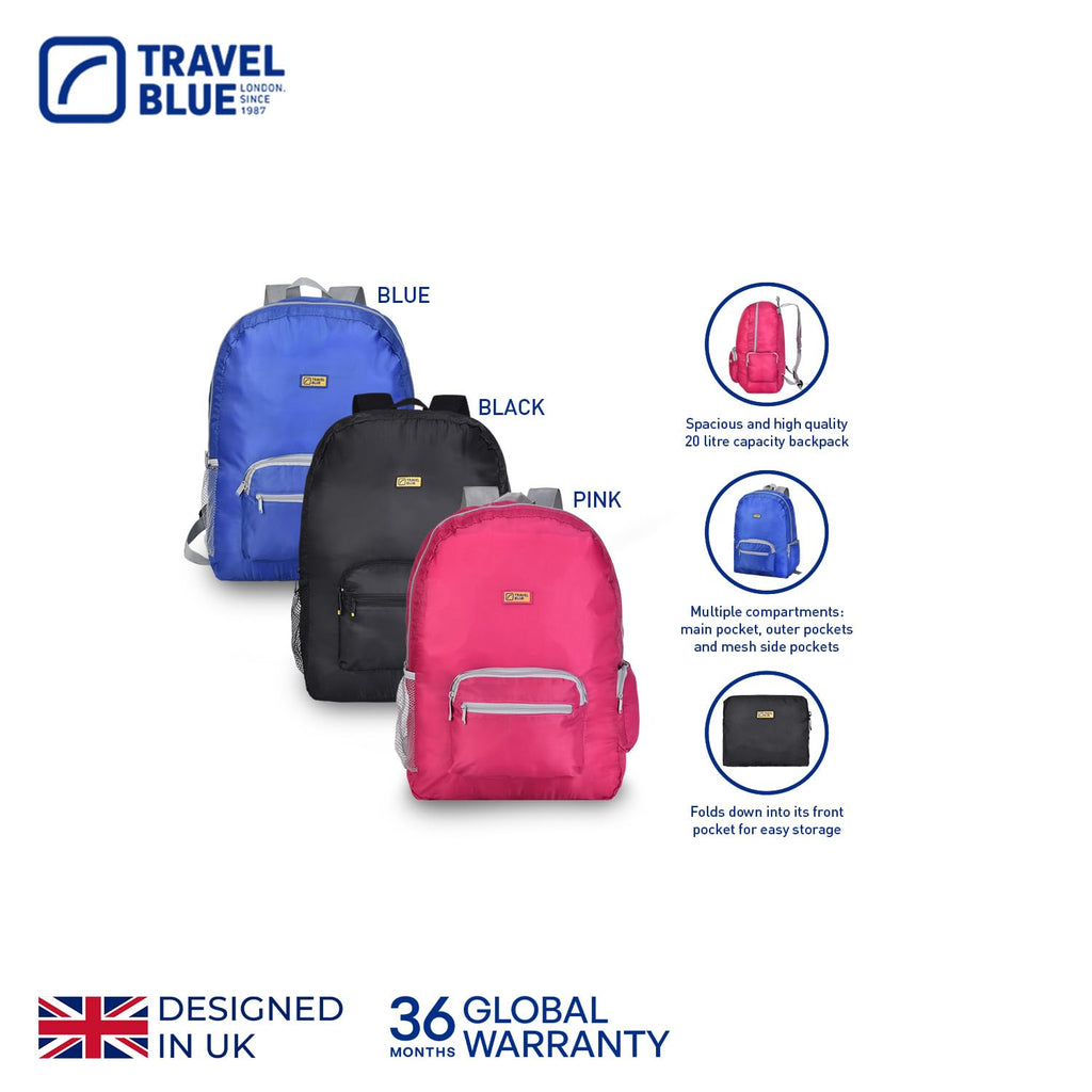 Travel Blue Lightweight Foldable Backpack (Pink)