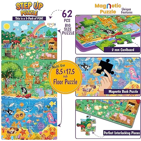 Krida Animal Paradise 4 in 1 Magnetic Puzzle and Sudoku - 62 Pieces