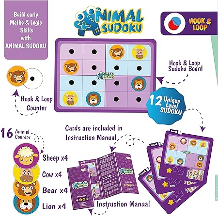 Krida Animal Paradise 4 in 1 Magnetic Puzzle and Sudoku - 62 Pieces