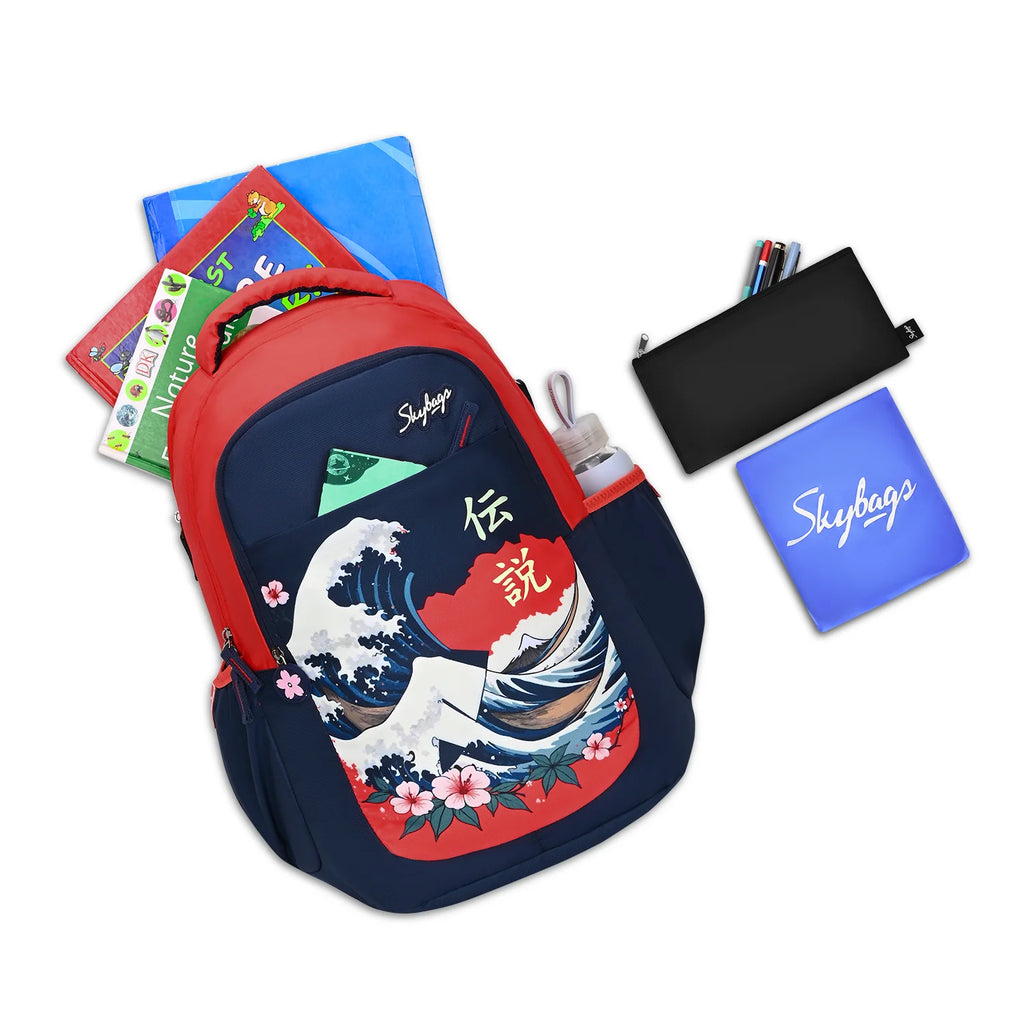 Skybags Kenshi (Great Wave Red & Navy)
