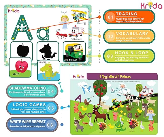 Krida  ABC Hook & Loop Activity Flash Cards