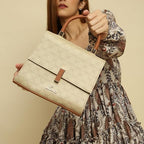 Lavie Mono Gypsy Flap Satchel (Beige)
