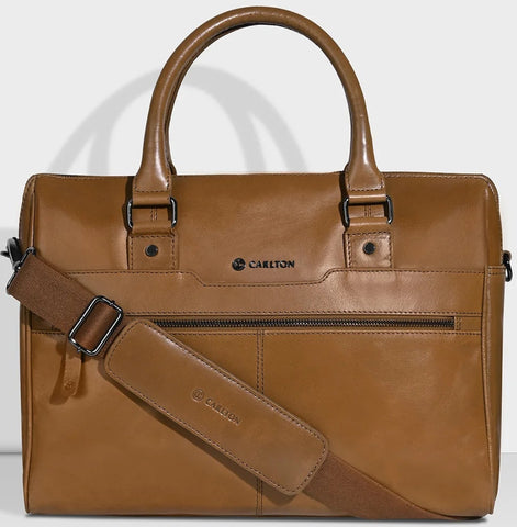 Carlton Urban Satchel Double Guest Office Bag (Tan)