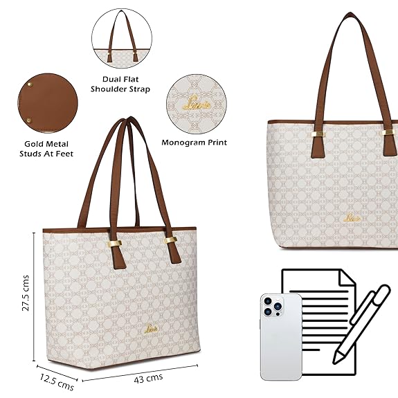 Lavie Mono  Sherry Large Tote (White)