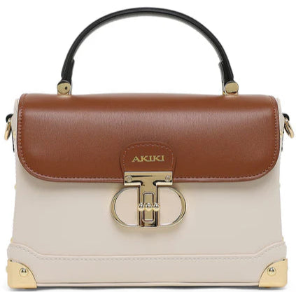 Akiki Westminster Satchel Bag (White/Tan)